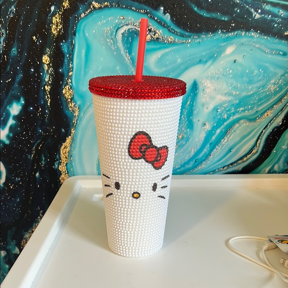 Hello Kitty White and Red Rhinestone Cup
